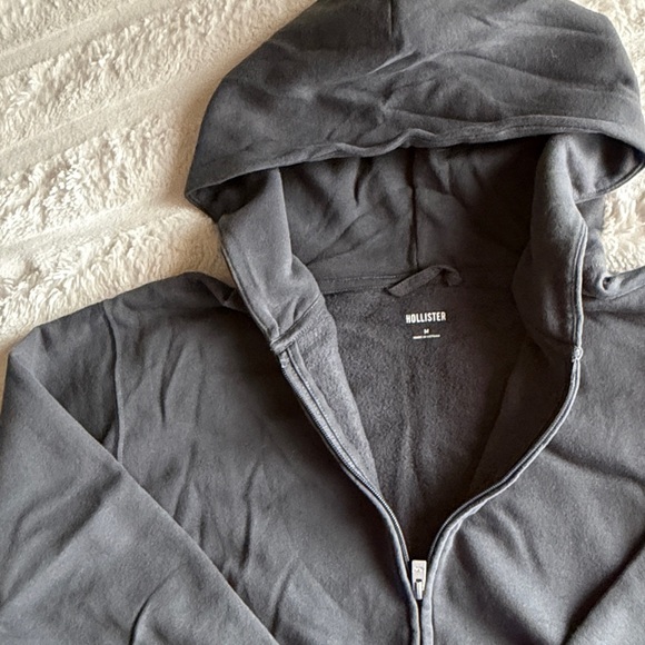Hollister Dark Grey Hooded Zip Sweatshirt - Picture 2 of 3